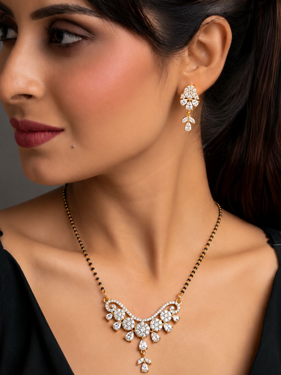 Nayra diamond Mangalsutra with earings set