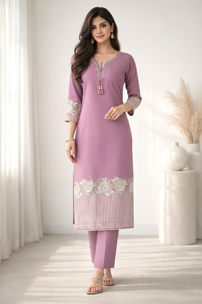 Reet Lavender Printed Work Suit Set