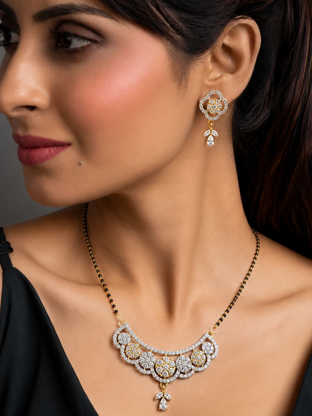 Nayra diamond Mangalsutra with earings set