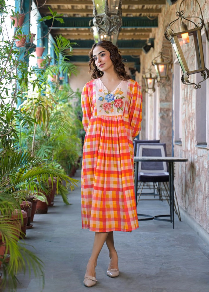 Tatva vivid cotton midi dress