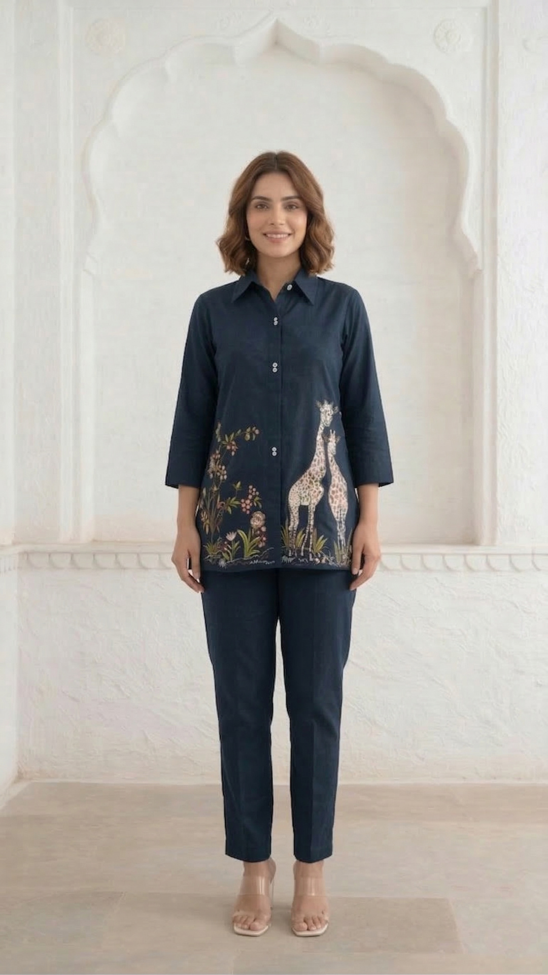 Gaur azure embroidery cotton co-ord set