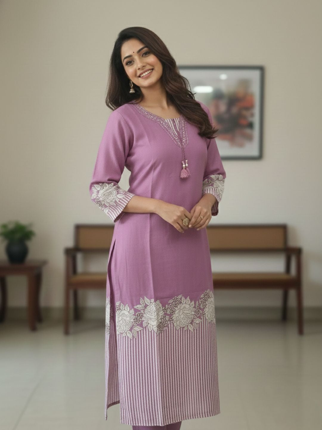 Reet Lavender Printed Work Suit Set