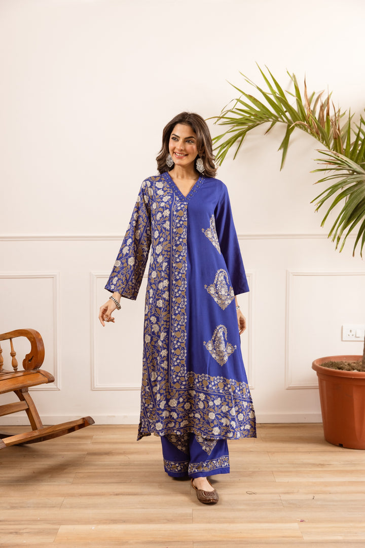 Karen Twilight printed cotton. Kurta pant set