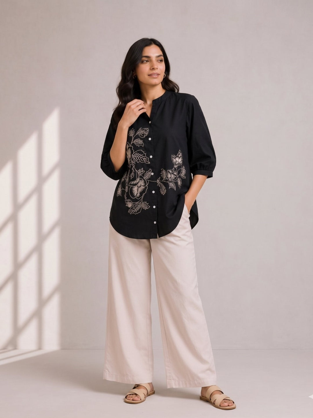 Drona stout embroidery cotton shirt