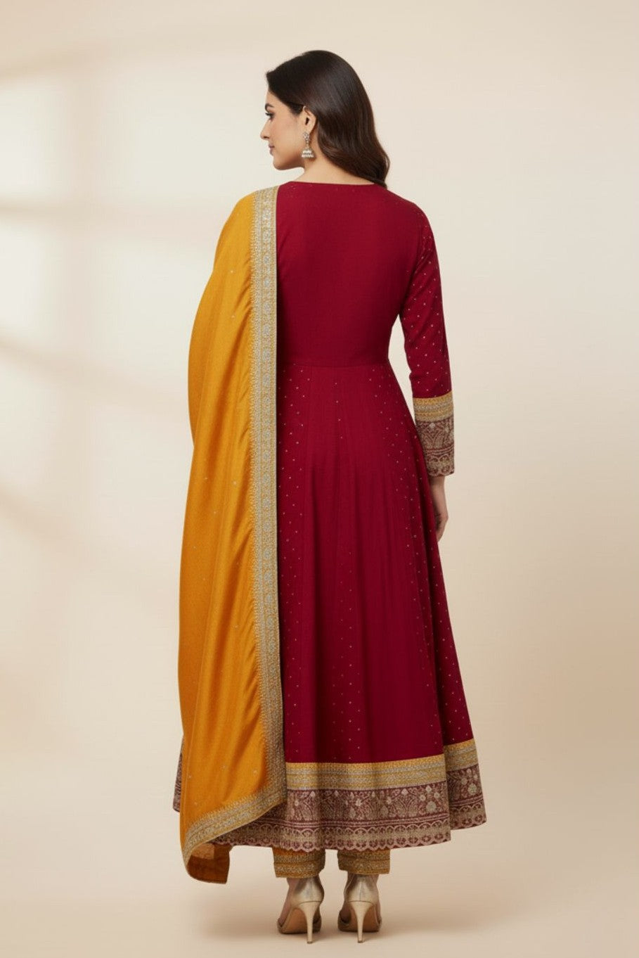 Shanti Carmine Full Work Suit Set