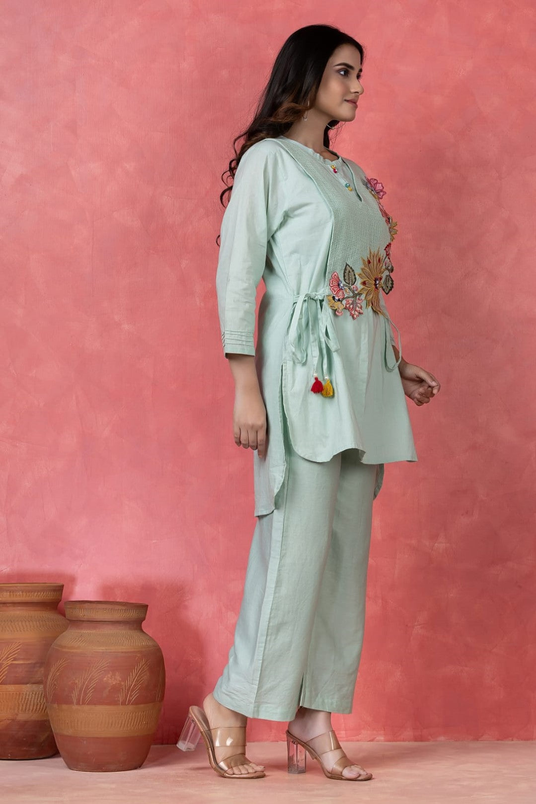 Gaur lapis embroidery cotton co-ord set