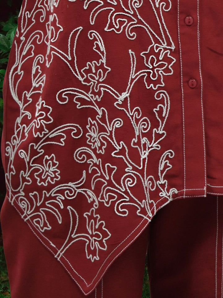 Ivanka brick cotton embroidery co-ord set