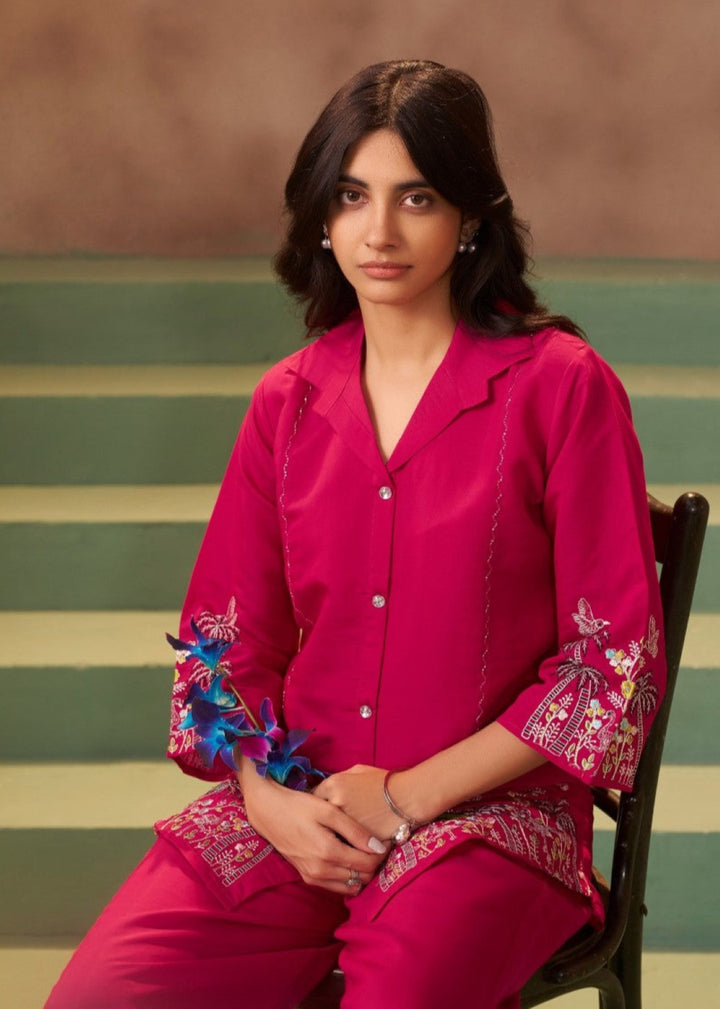 Tiesta Carmine work Co-ord set