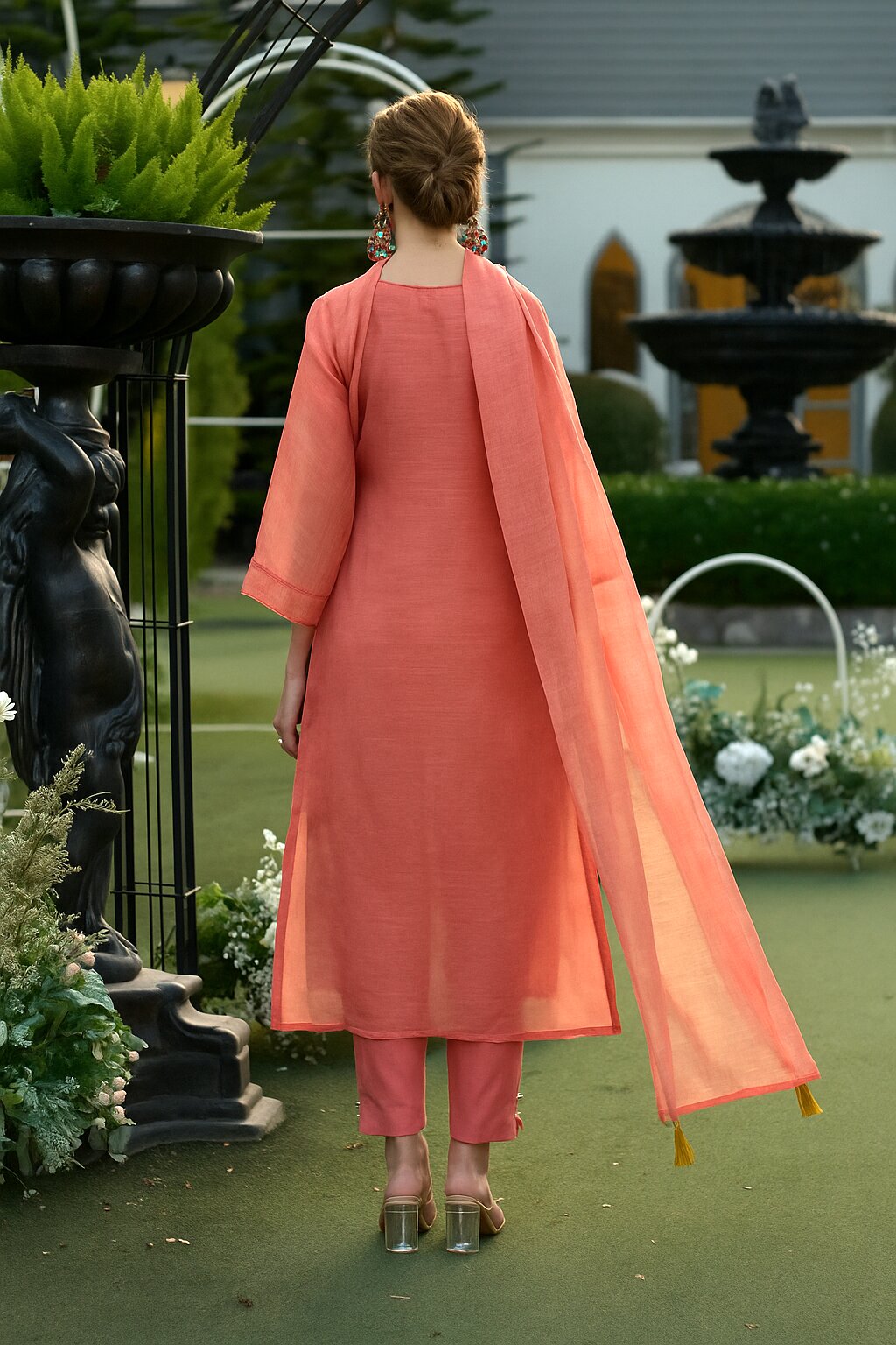 Mariam Salmon embroidery Lawn Suit Set