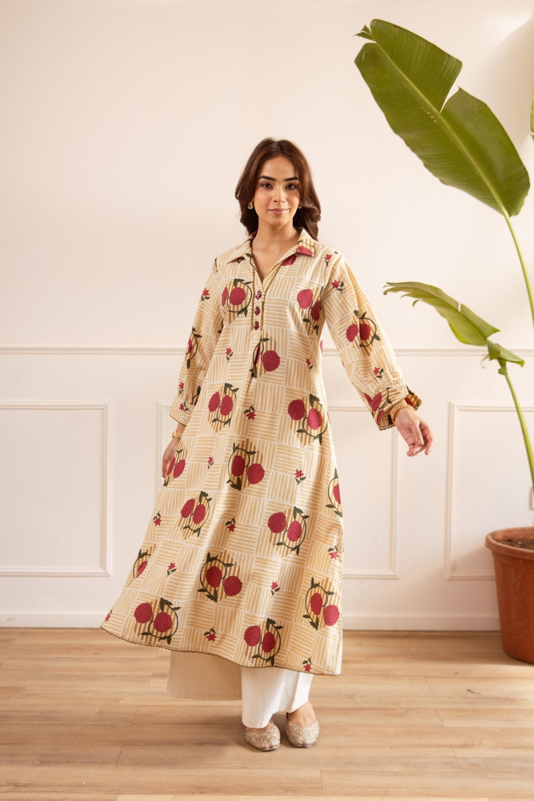 Karen sand Cotton kurta pant set