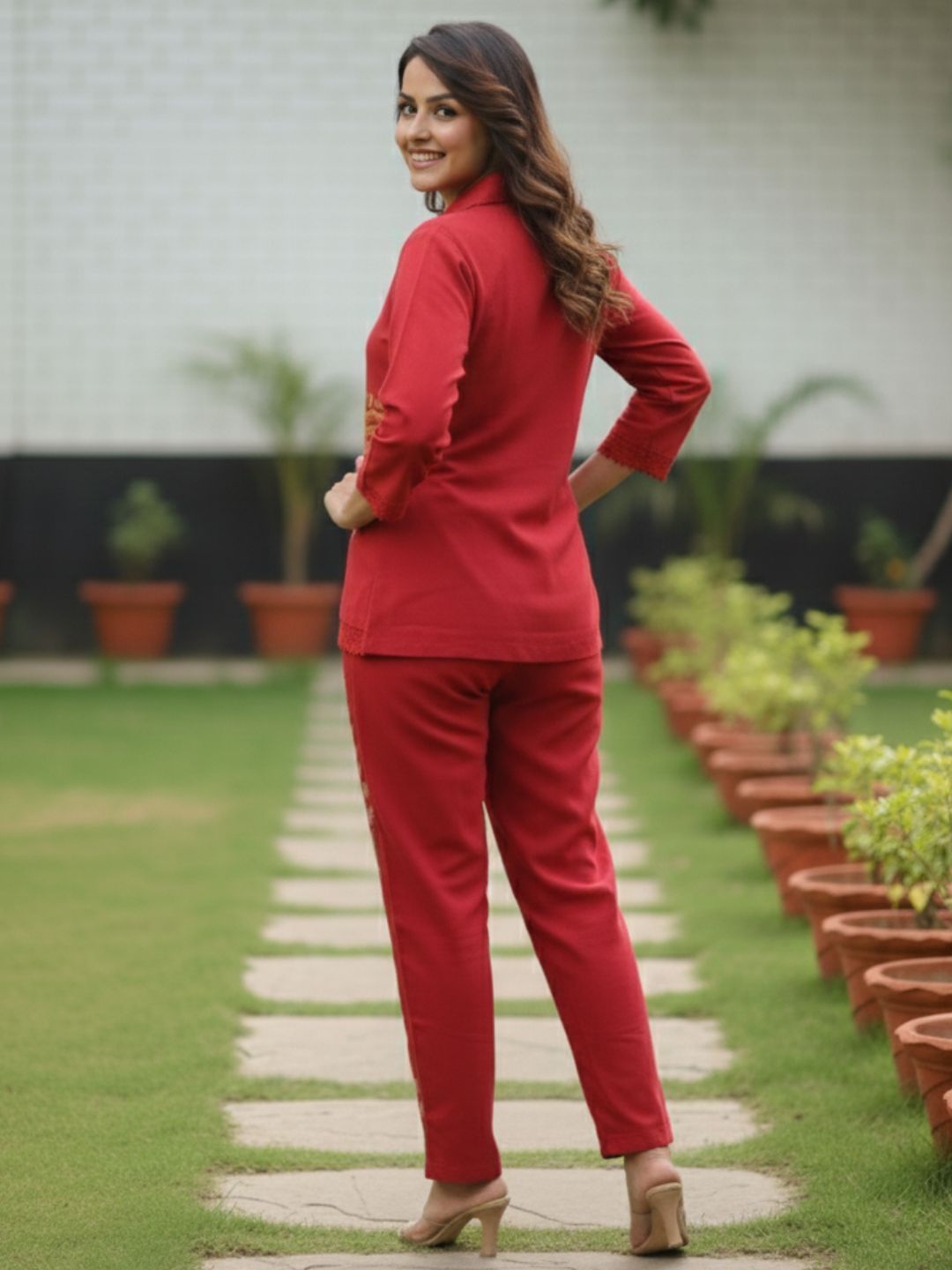 Hopipola Crimson Embroidery Co-ord Set