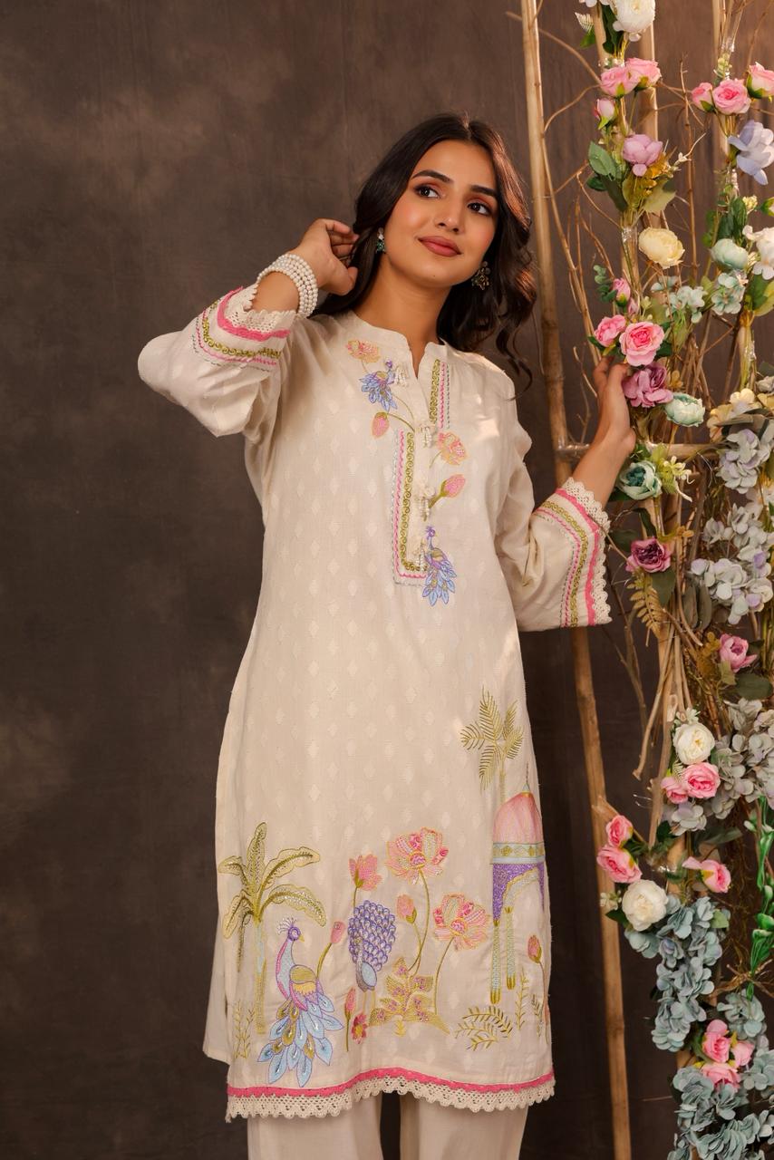 Dagdai Angel embroidery cotton co-ord set
