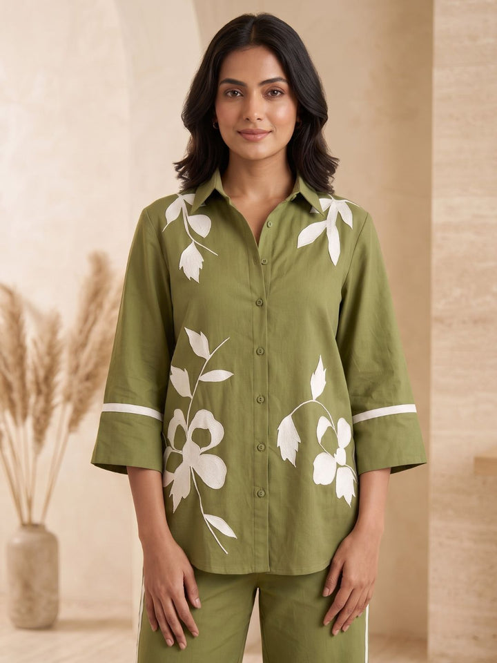 Ridhika moss  applique cotton co-ord set