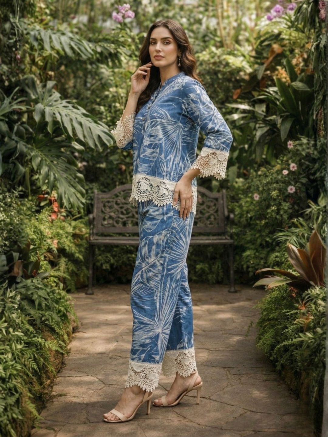 Perka indi cotton lace co-ord set