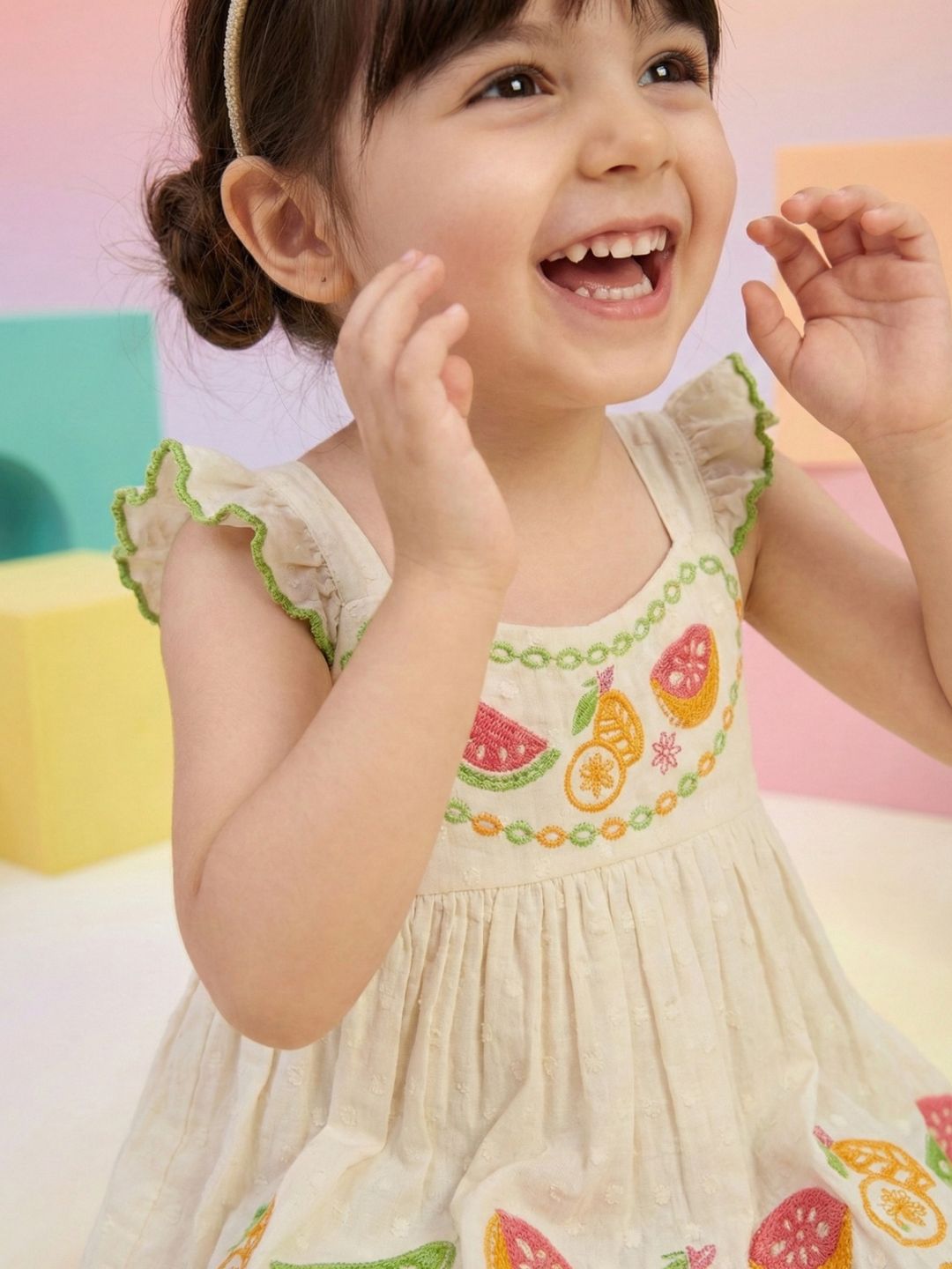 Joy fruit embroidery cotton dress