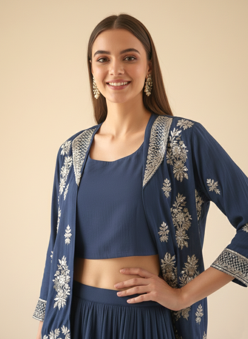 Rasā Midnight Handwork Luxury Fusion Wear Set