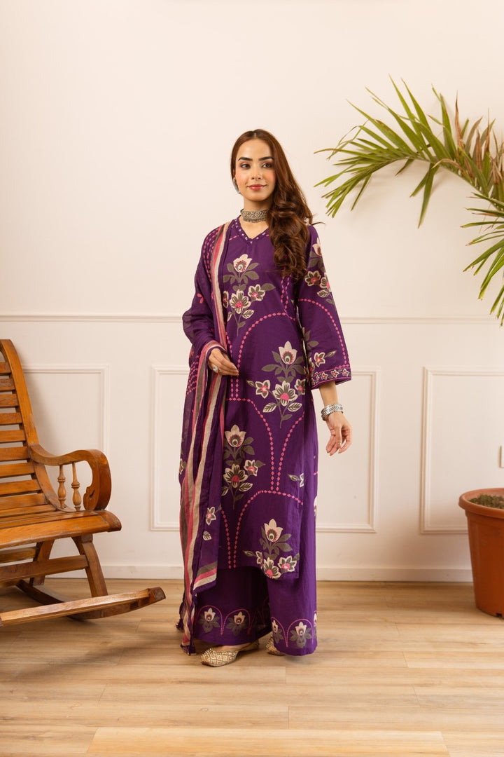 Karen amethyst cotton suit set