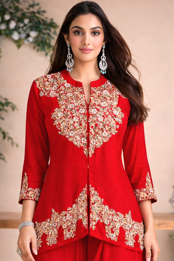 Rasā Scarlet Handwork Luxury Fusion Wear Set