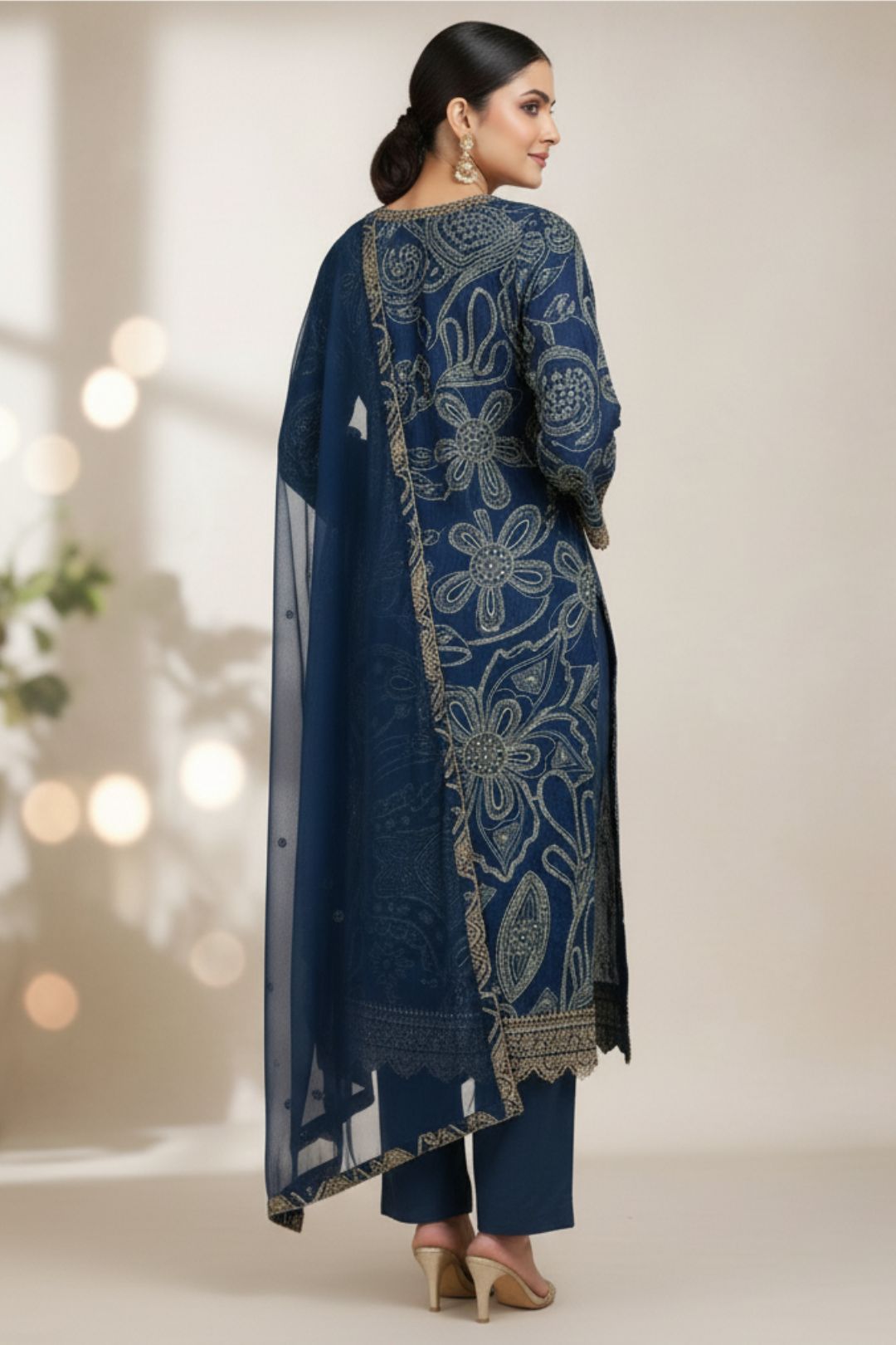 Shanti Midnight Printed Work Suit Set
