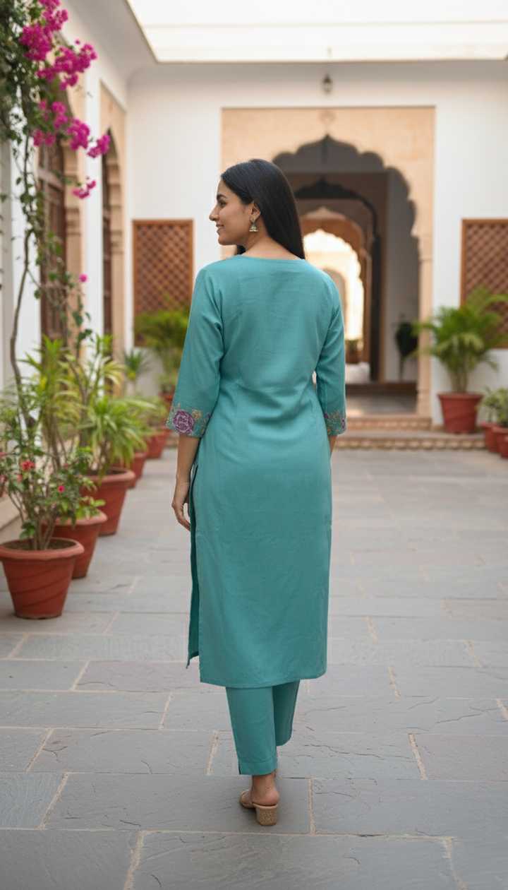 Chandri Downy Embroidered Kurta Pant Set