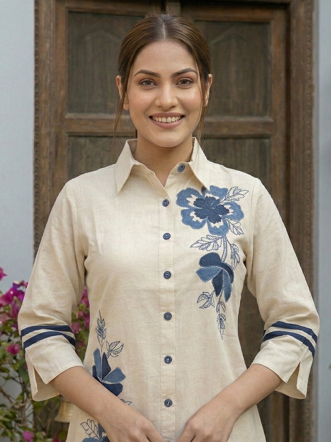 Ridhika Hibis embroidery cotton coord set