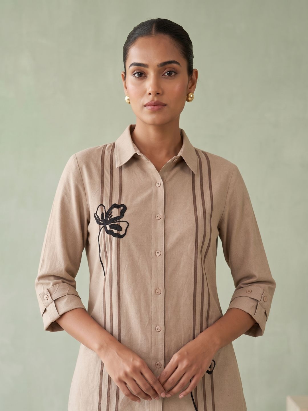 Drona Mousse embroidery cotton co-ord set