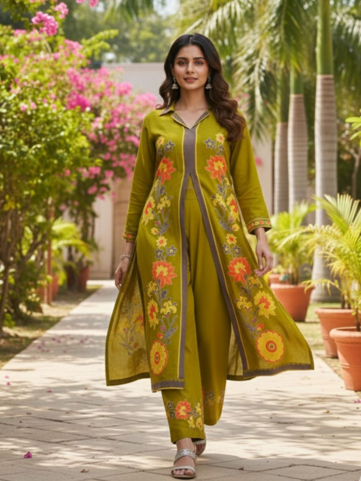 Sonpal sage printed kurta pant set