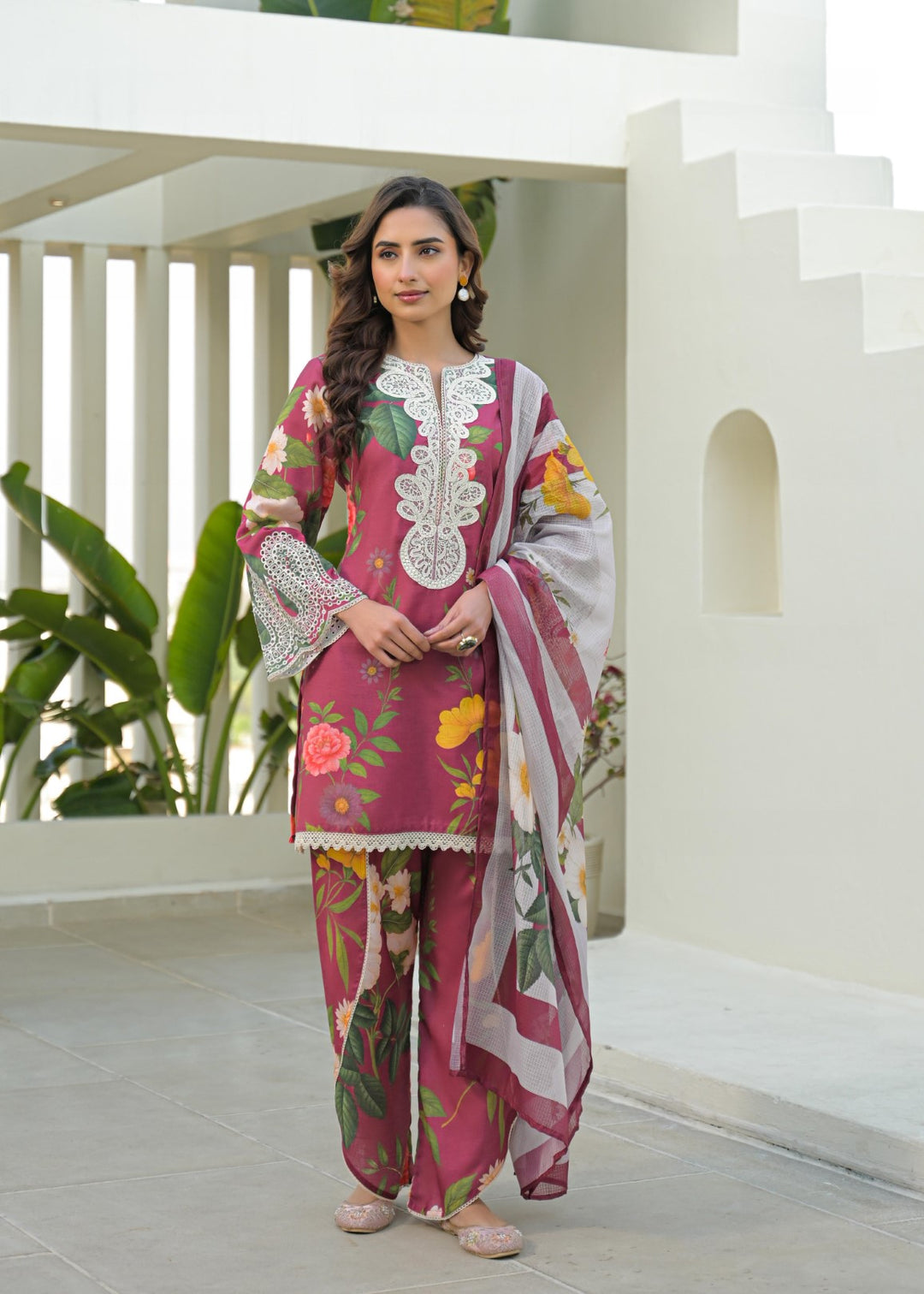 Dagdai brink printed lace suit set