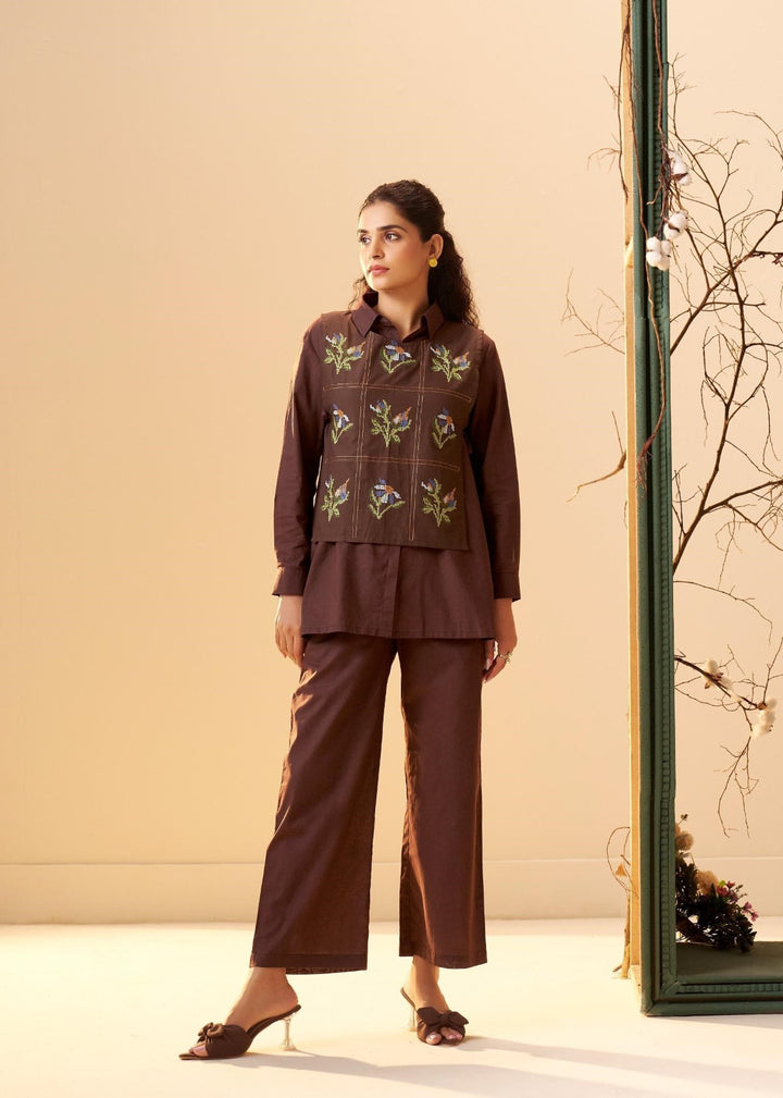 Tisca Mulberry embroidery co-ord set