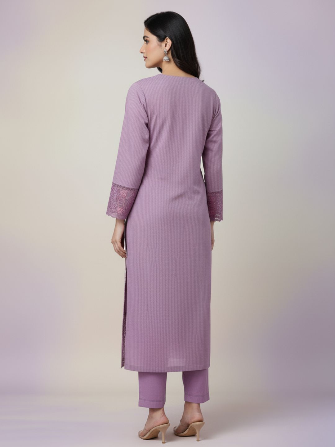 Mahi Lavender Lace Work Suit Set