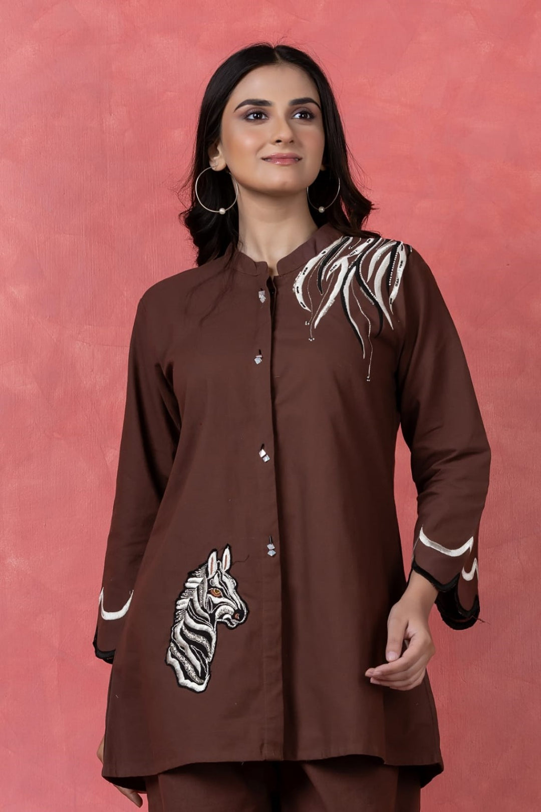 Gaur mulberry embroidery cotton co-ord set