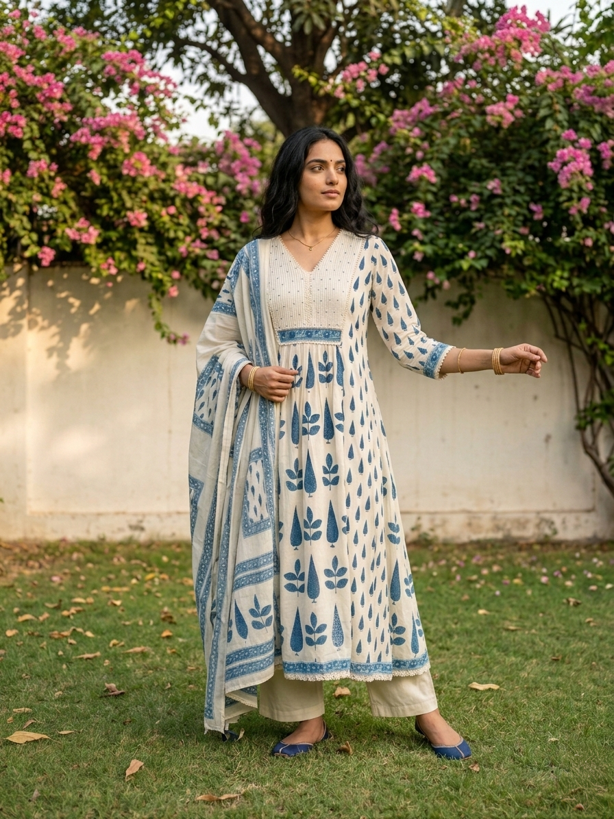 Swades parch cotton suit set