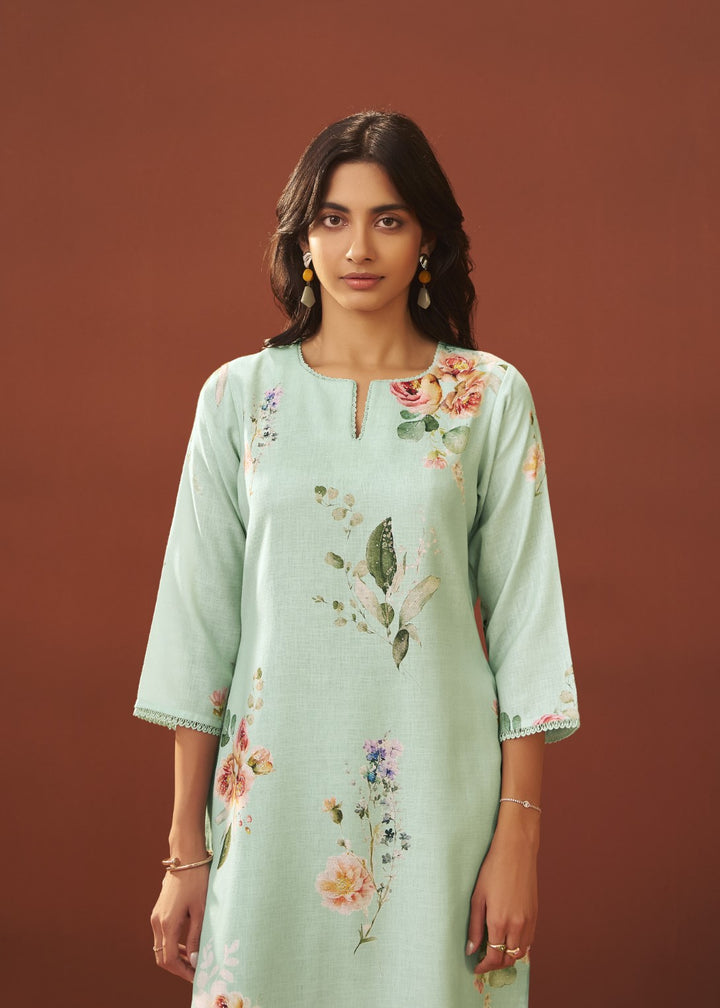 Itrh kelly printed cotton linen suit set