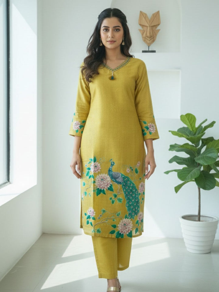 Reet Gold Printed Work Suit Set