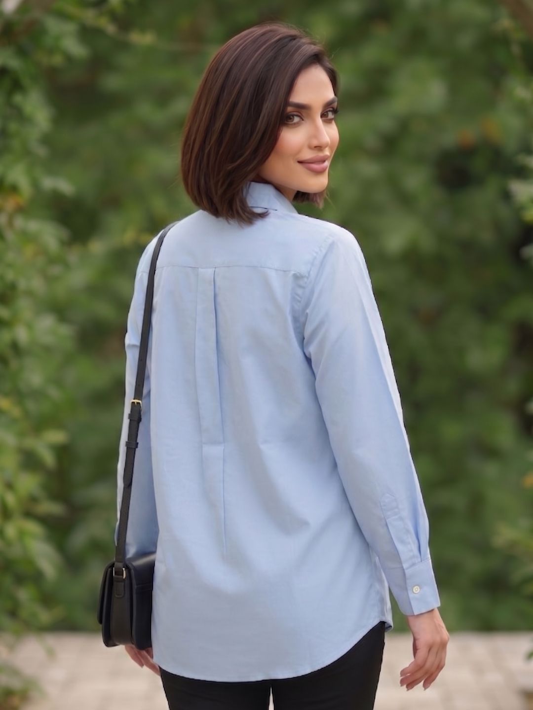 Mohini Soft Blue Cotton Embroidered Shirt