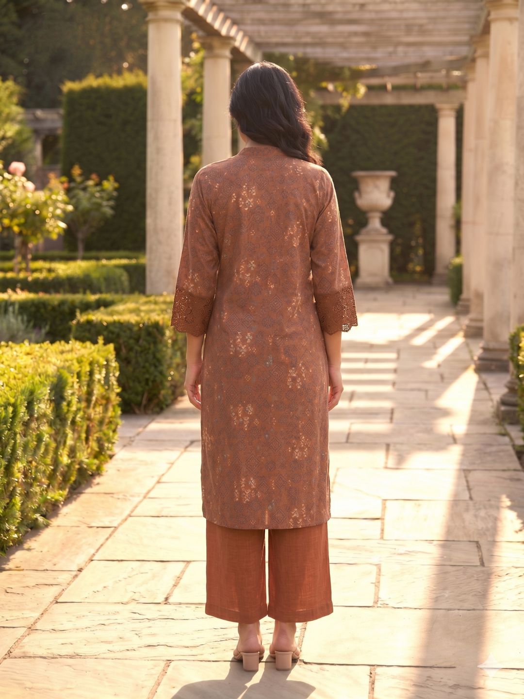 Surbhi russet printed cotton kurta pant set