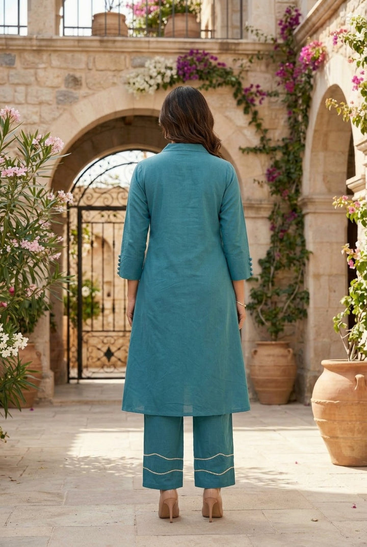 Sargi penn embroidery cotton kurta pant set