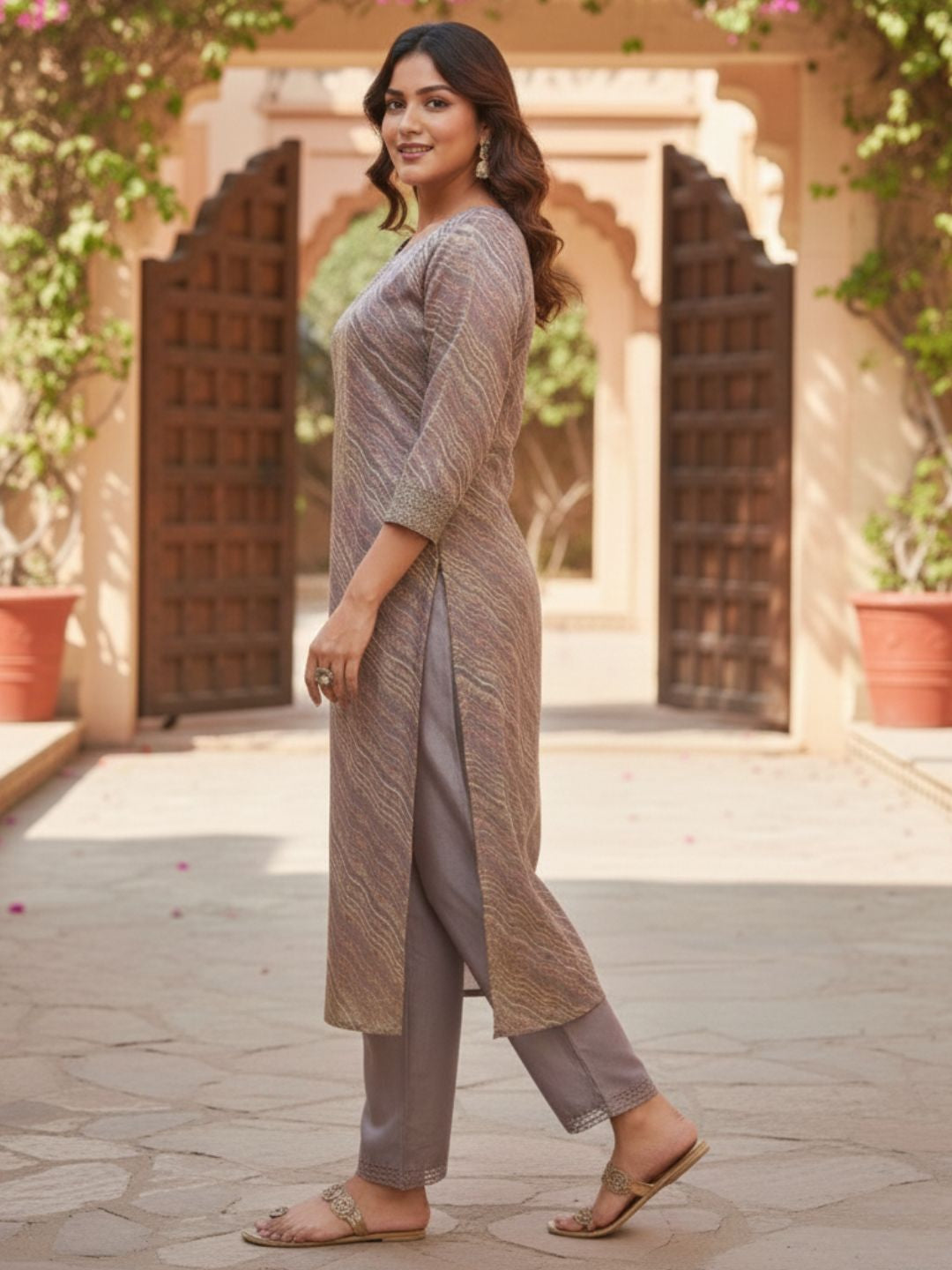 Malvika Plum Heavy Work Suit Set