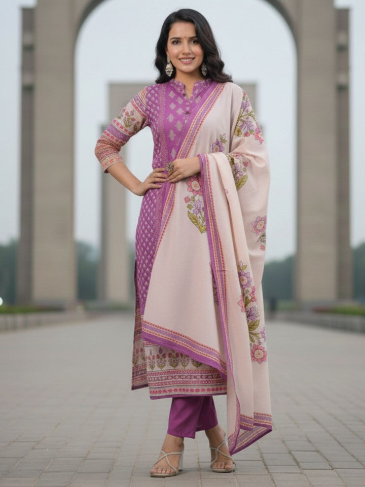 Shanti Orchid Printed Suit Set