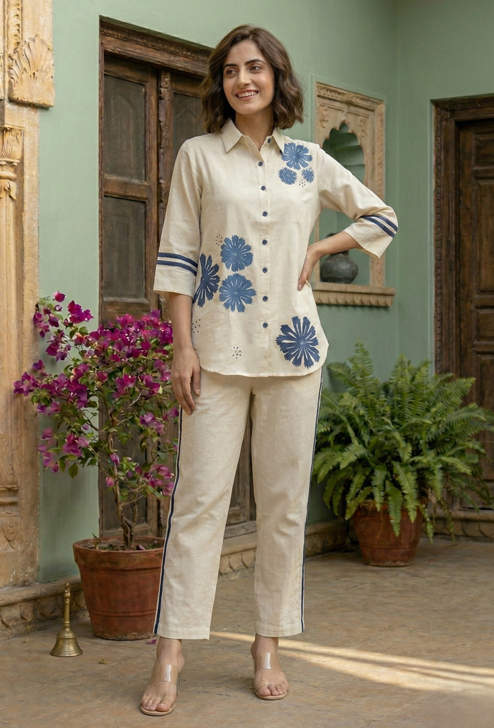 Ridhika ocean embroidery cotton co-ord set