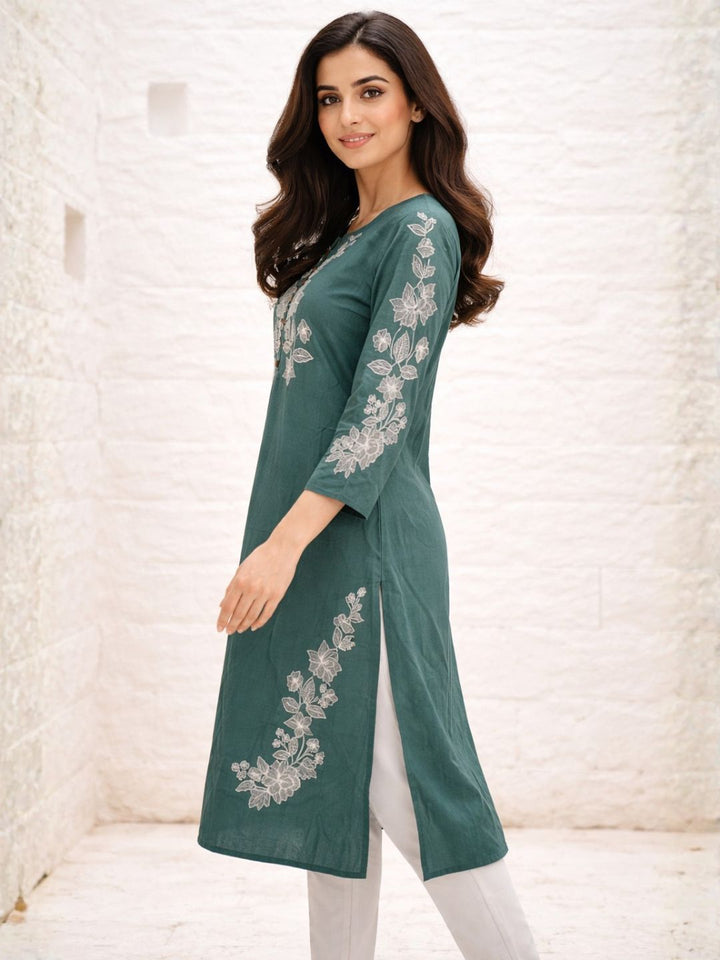 Chandri Viridian Embroidered Kurti
