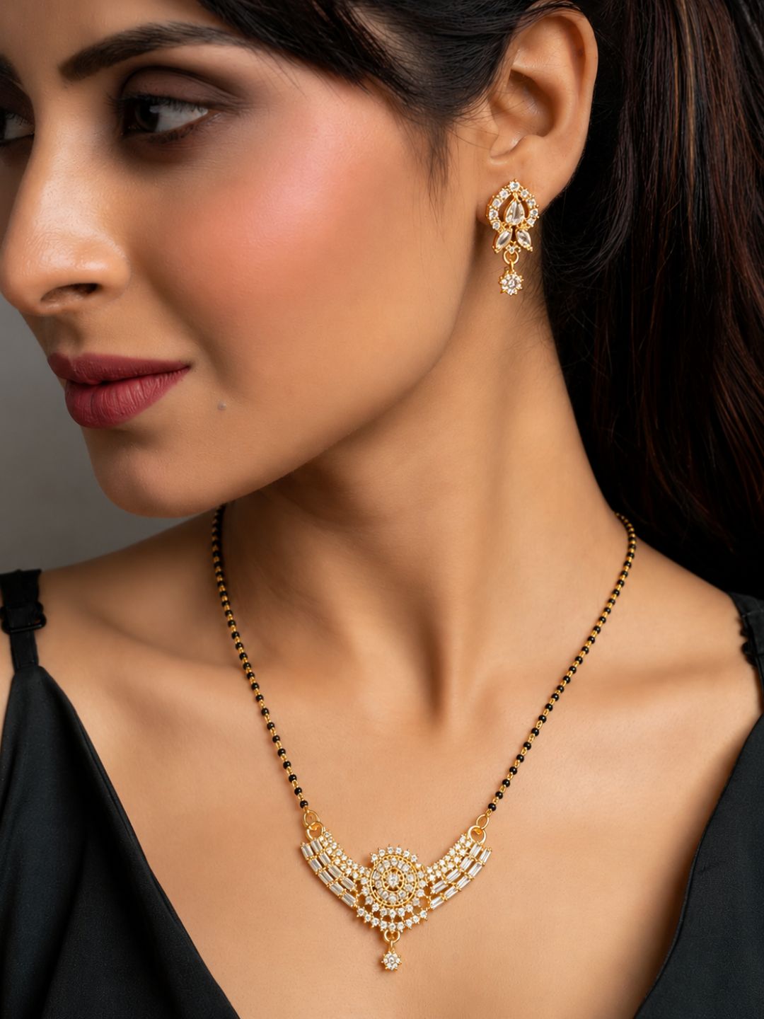 Nayra diamond Mangalsutra with earings set
