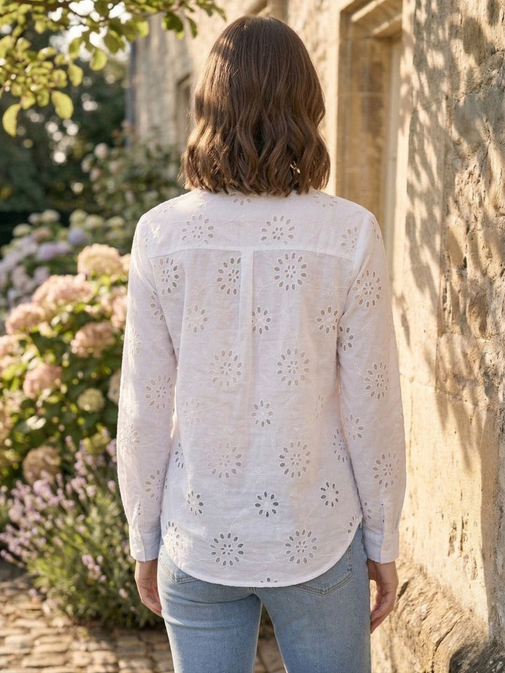 Perka merino schiffli cotton shirt
