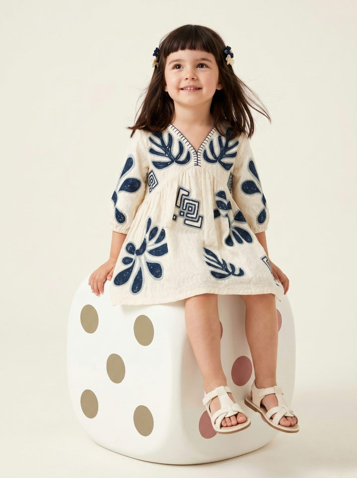 Joy vivid embroidery kids cotton dress