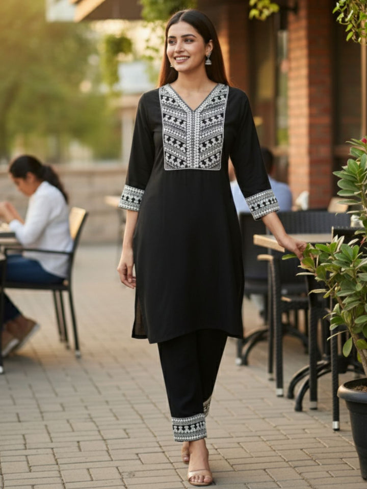 Leena Charcoal Embroidery Co-ord Set