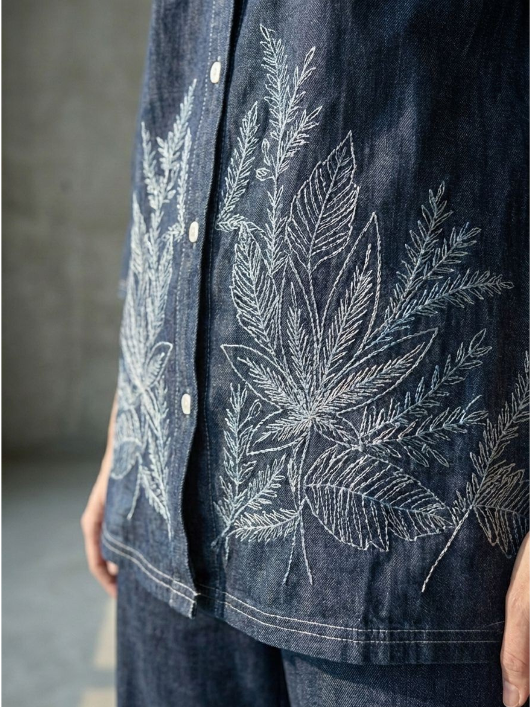 Prisha cyan embroidery denim co-ord set