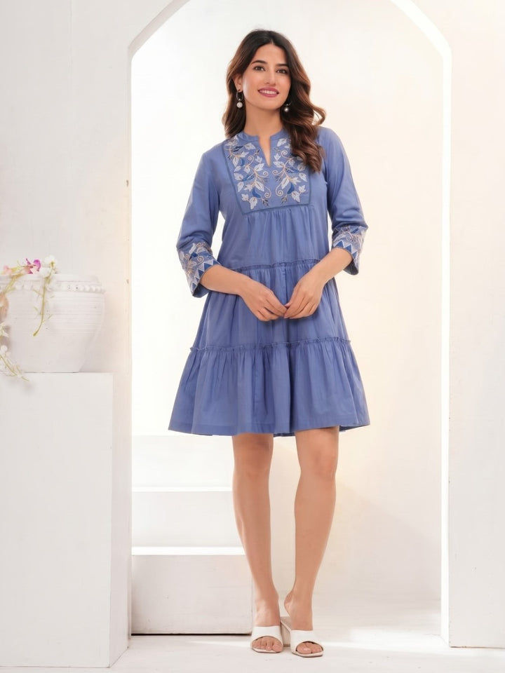 Slopi Spruce Embroidery Cotton Dress