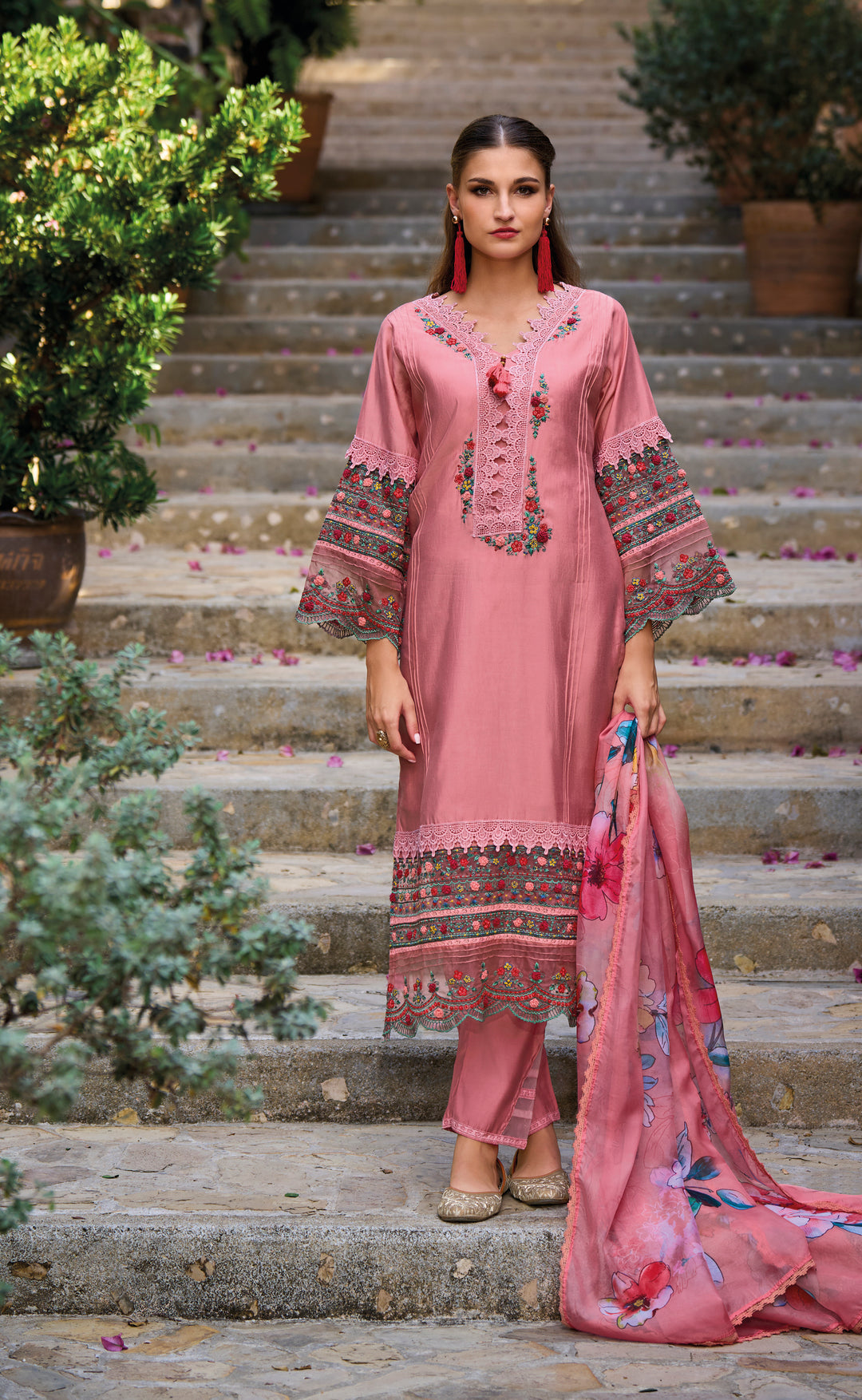 Nida Flamingo Full Embroidery Pakistani Suit Set