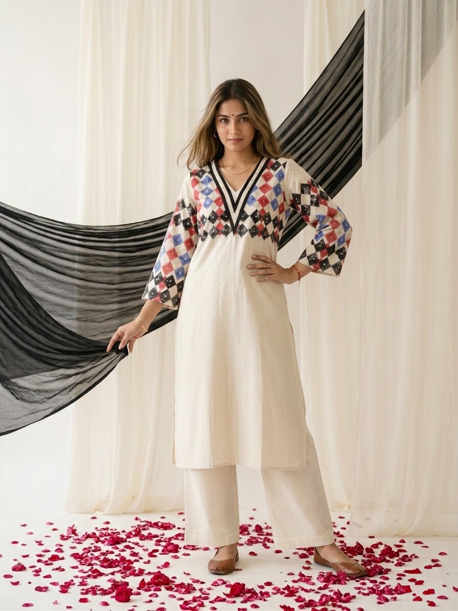 Swades porcelain cotton kurta pant set
