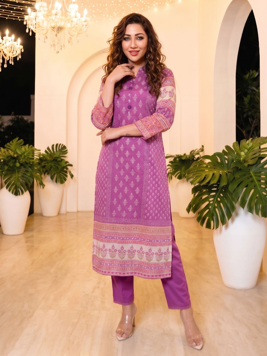 Shanti Orchid Printed Suit Set